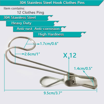 Alfileres ropa acero inox 304 largos 12 pzas