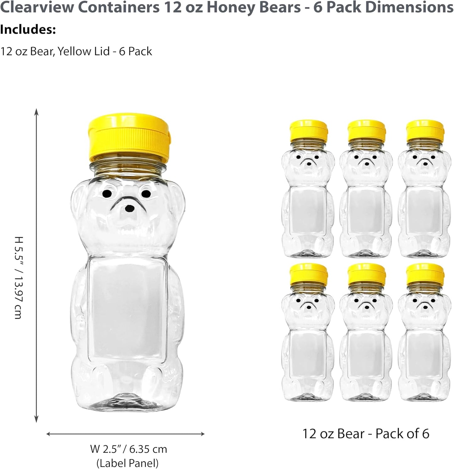 Osos miel tapas abatibles 12oz set 6 transparente