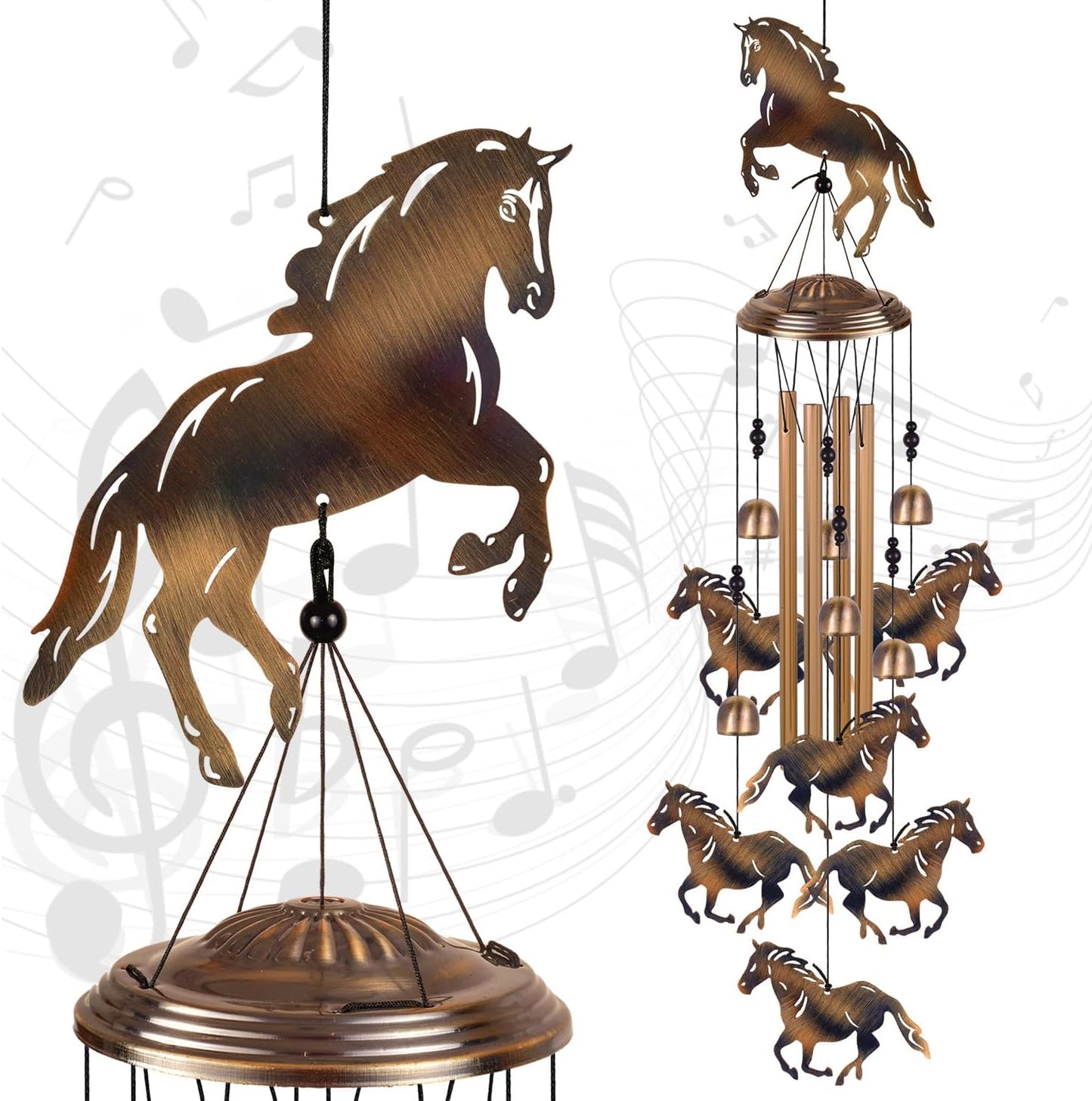 Campanillas de viento de caballo bronce decoración exterior