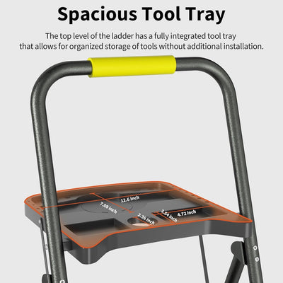 Escalera plegable 3 escalones acero 600lb plataforma herramientas