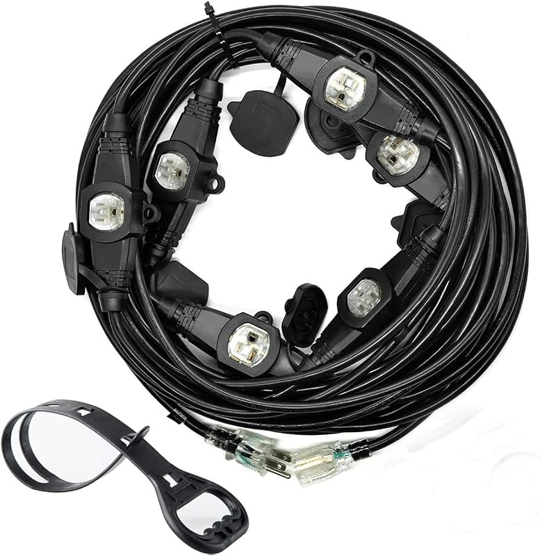 Cable extensión 50ft 7 salidas negro LED 1625W resistente