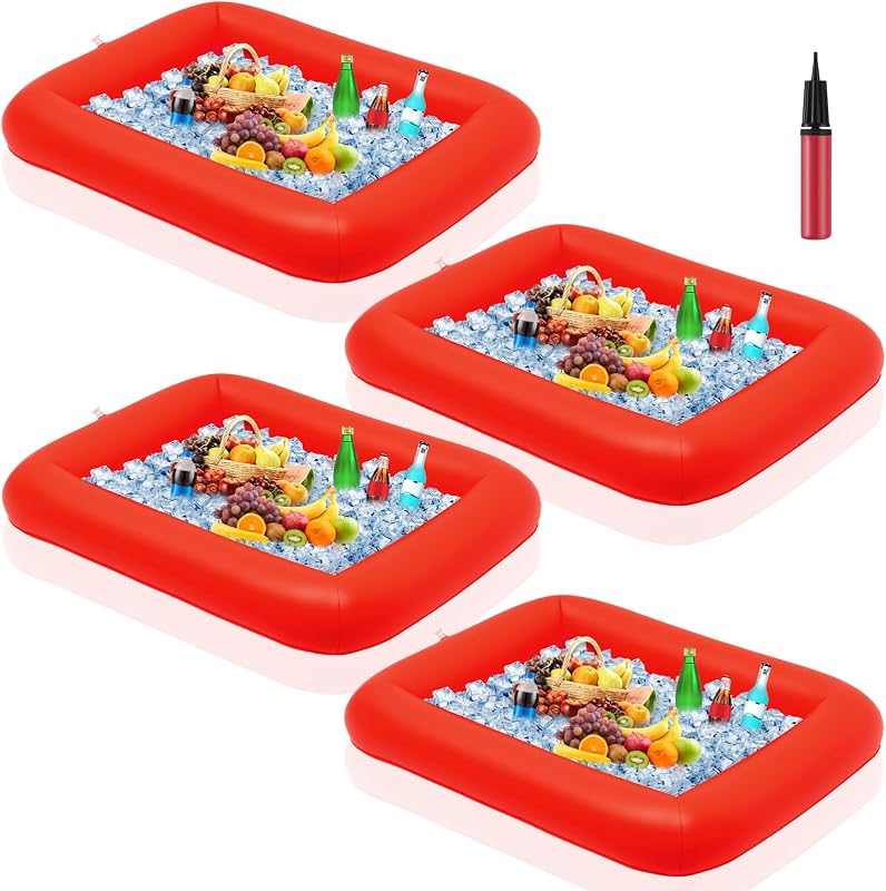 4 Pzas Barra Inflable con Bomba 28x22pulg Rojo