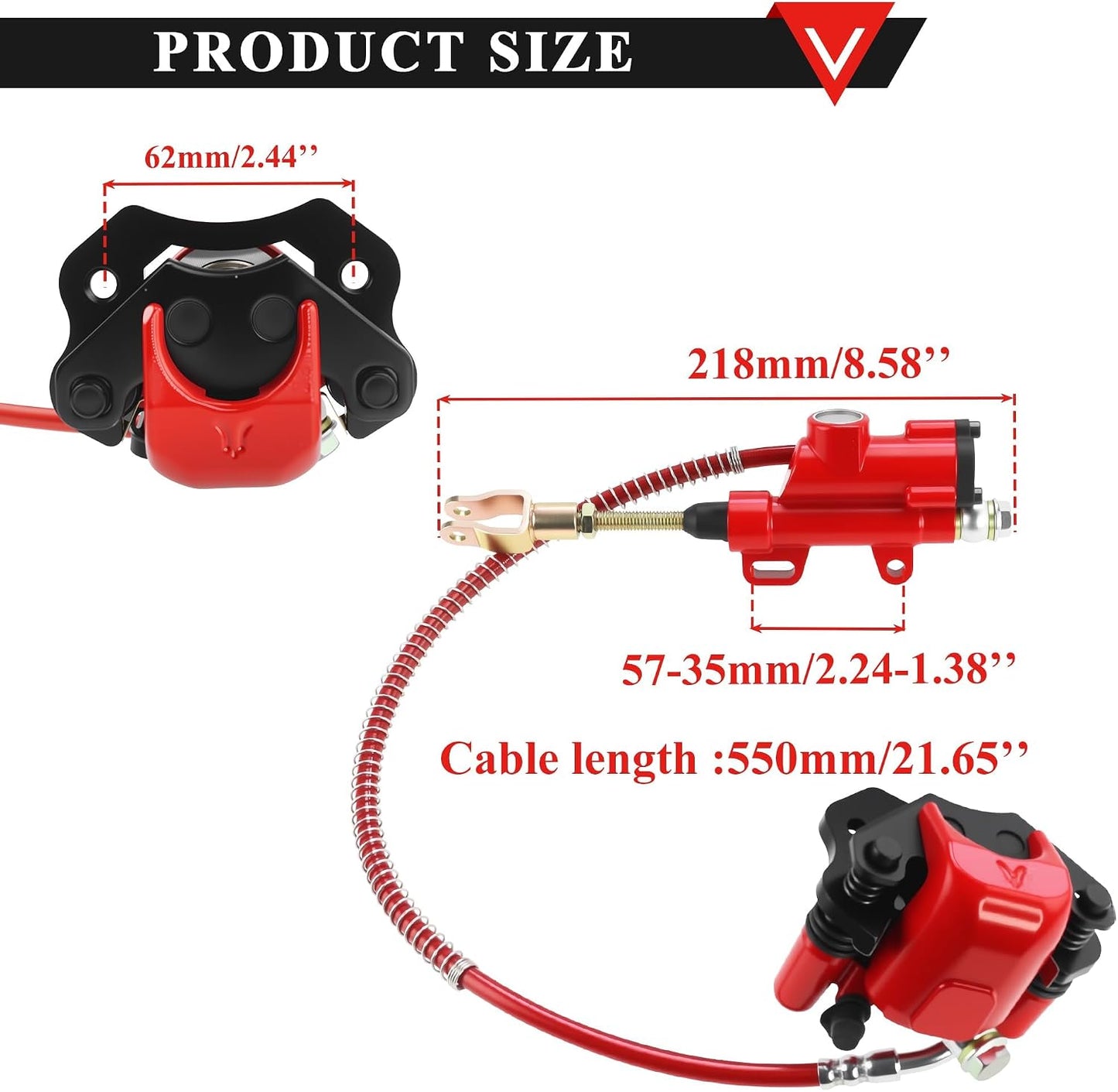 Pinza freno trasero quad 50-125cc chino rojo