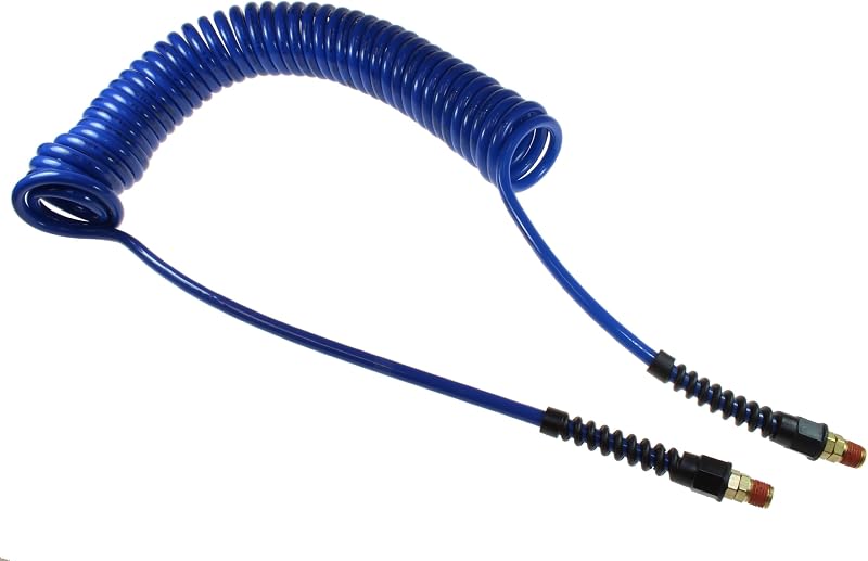 Manguera aire espiral PU 1/4pulg 15ft con 2 accesorios MPT