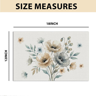 Set 4 manteles lino estampado amapola neutra antideslizante