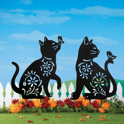Set 2 estacas decorativas para gatos jardín
