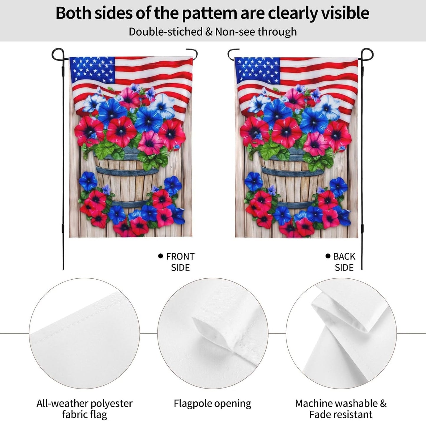 Bandera patriótica jardín vertical doble cara 12.5x18pulg