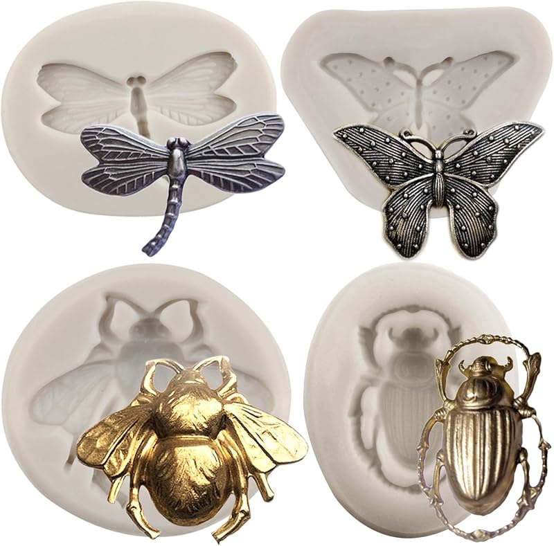 Moldes silicona insectos fondant 4 pzas pasteles decoración