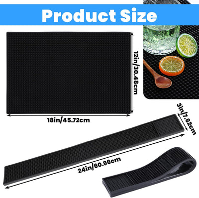 4 Tapetes PVC antideslizante bar 18x12pulg 24x3pulg negro