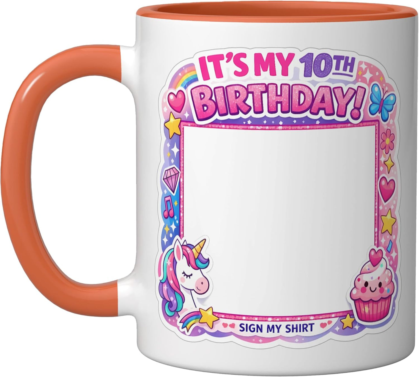 Taza Cerámica Cumpleaños Niña 10 Años Naranja/Blanco