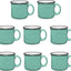 Set 8 Tazas Cerámica 15oz Verde Azulado para Hogar Viajes