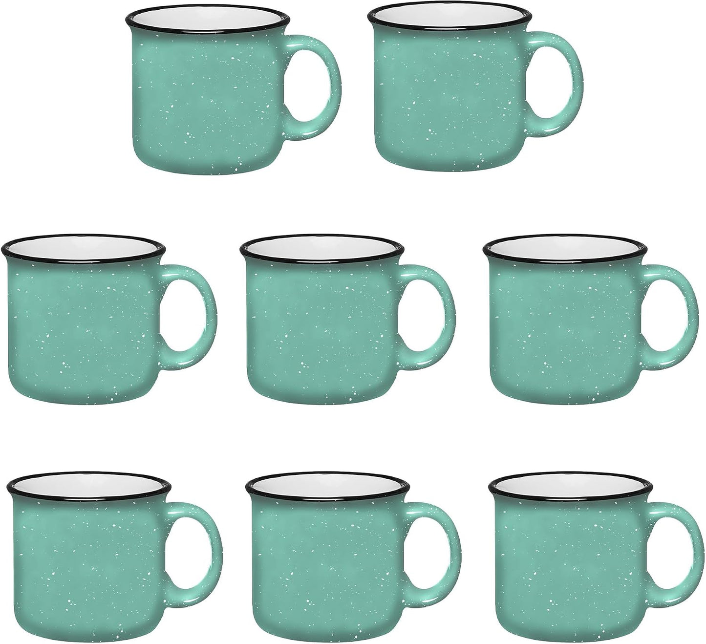 Set 8 Tazas Cerámica 15oz Verde Azulado para Hogar Viajes