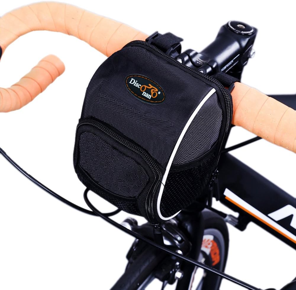 Bolsa manillar bicicleta ciclismo cesta negra con funda