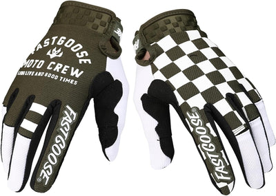 Guantes dedo completo tablero ajedrez para motocicleta