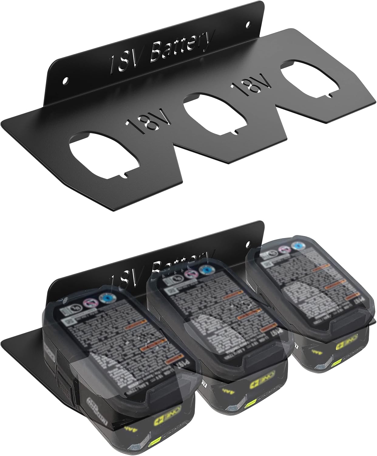 Soporte batería Ryobi 18V pared 3 ranuras organizador