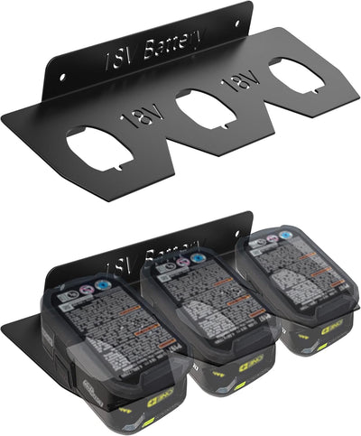 Soporte batería Ryobi 18V pared 3 ranuras organizador