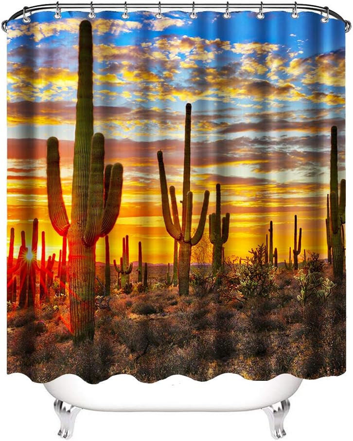 Set cortina ducha cactus 72x72pulg con ganchos