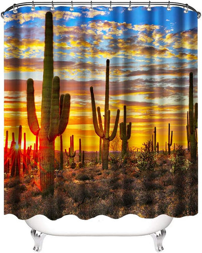 Set cortina ducha cactus 72x72pulg con ganchos
