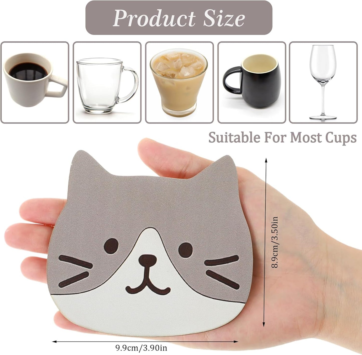 5 Posavasos Gato Aislamiento Madera Escritorio Oficina