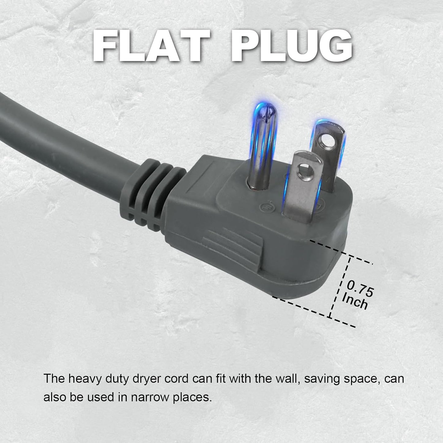 2 Cables 9ft enchufe plano para electrodomésticos gris