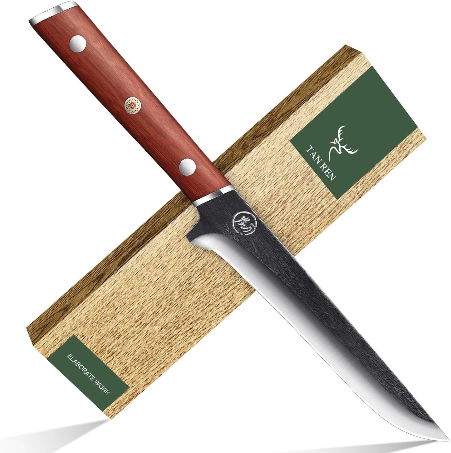 Cuchillo deshuesador 6pulg acero alto carbono mango madera