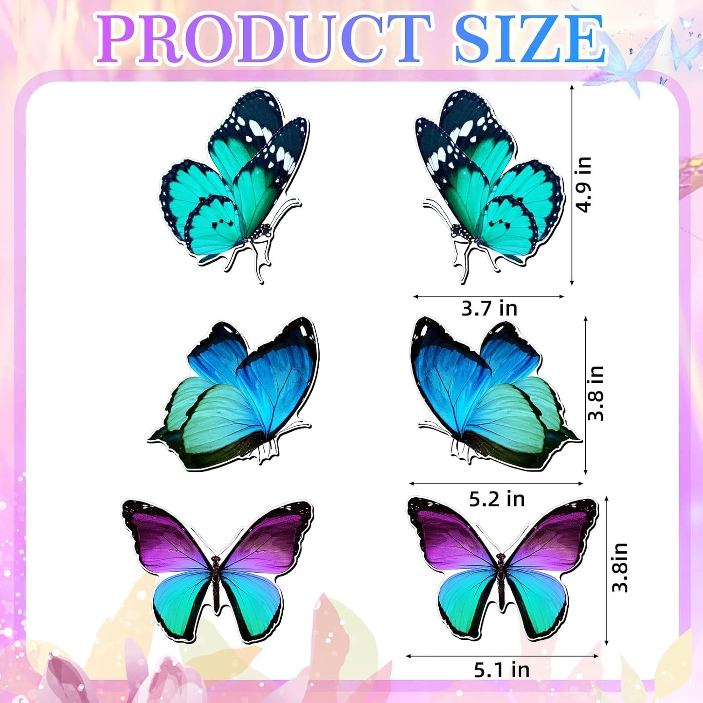 6 imanes mariposa puerta doble cara azul verde