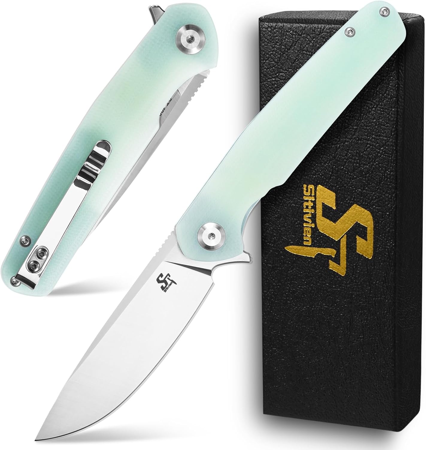 Cuchillo plegable ST102 acero D2 mango G10 turquesa