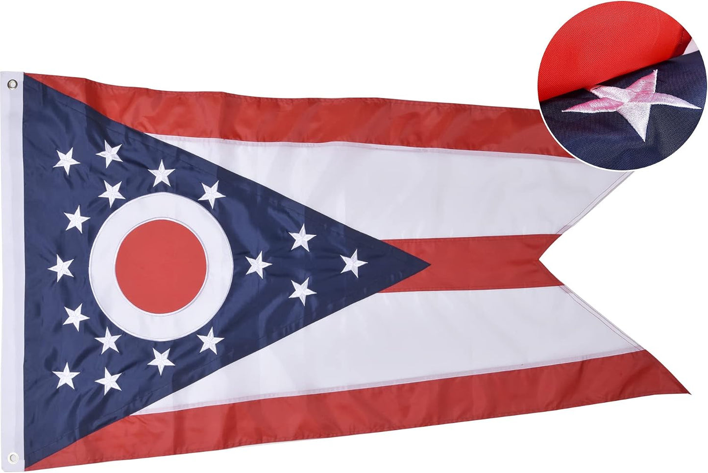 Bandera Ohio 3x5ft poliéster rayas cosidas ojales latón