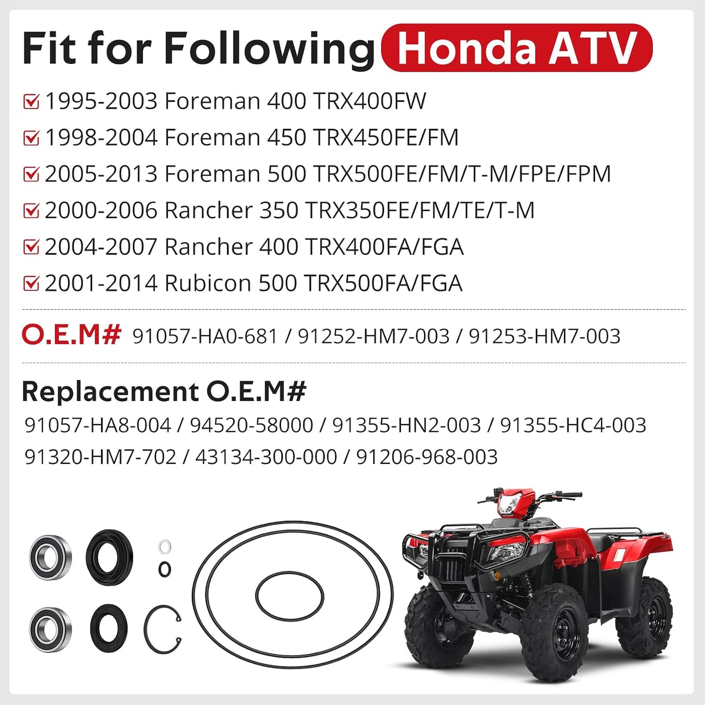 Kit sellos cojinete freno trasero Honda Rancher 350-500