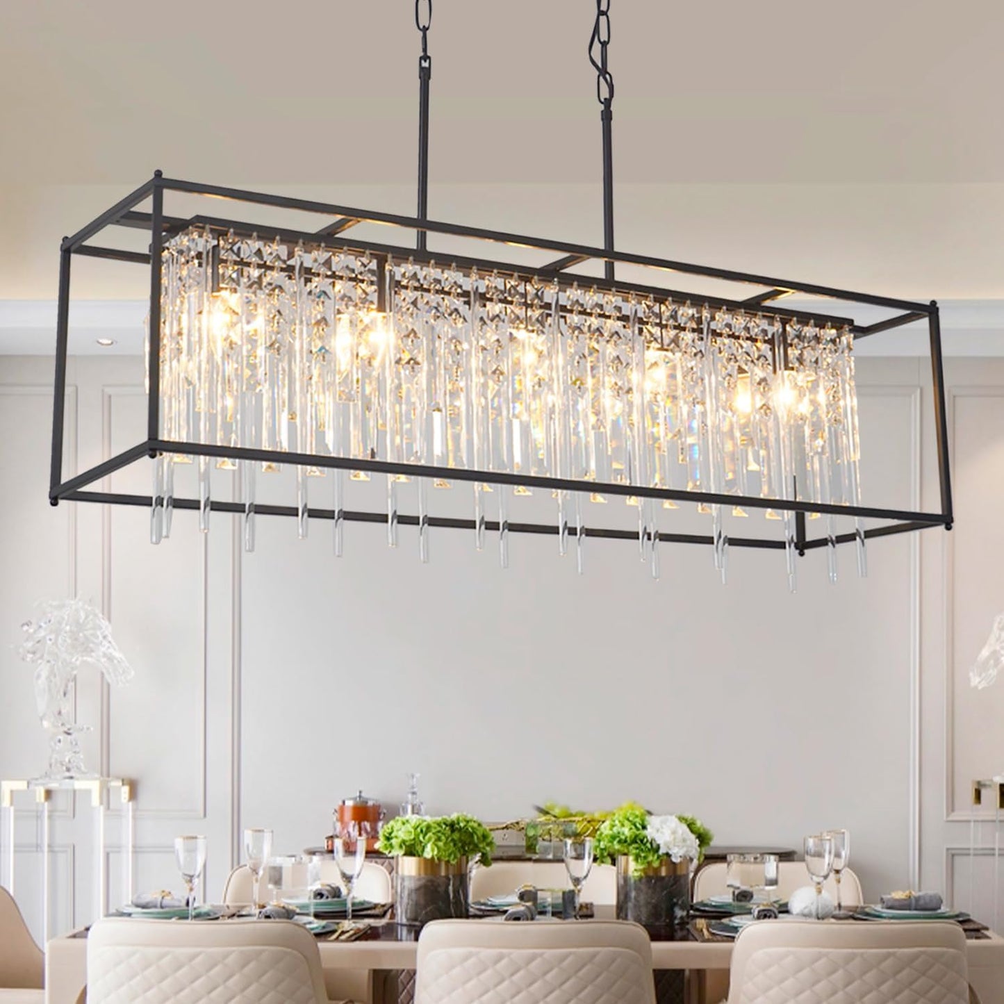 Candelabro industrial negro 39pulg 5 luces isla cocina