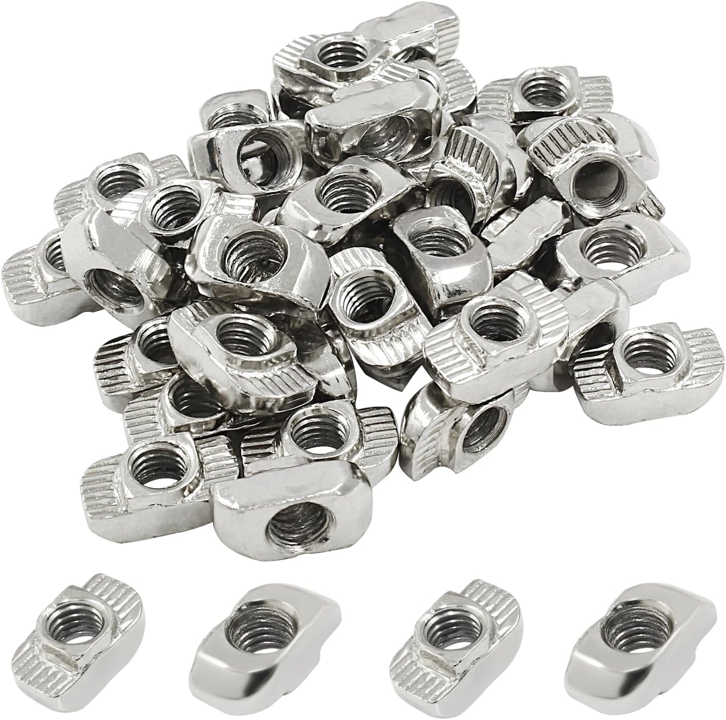 100 Tuercas Acero Carbono M6 Ranura T para Aluminio