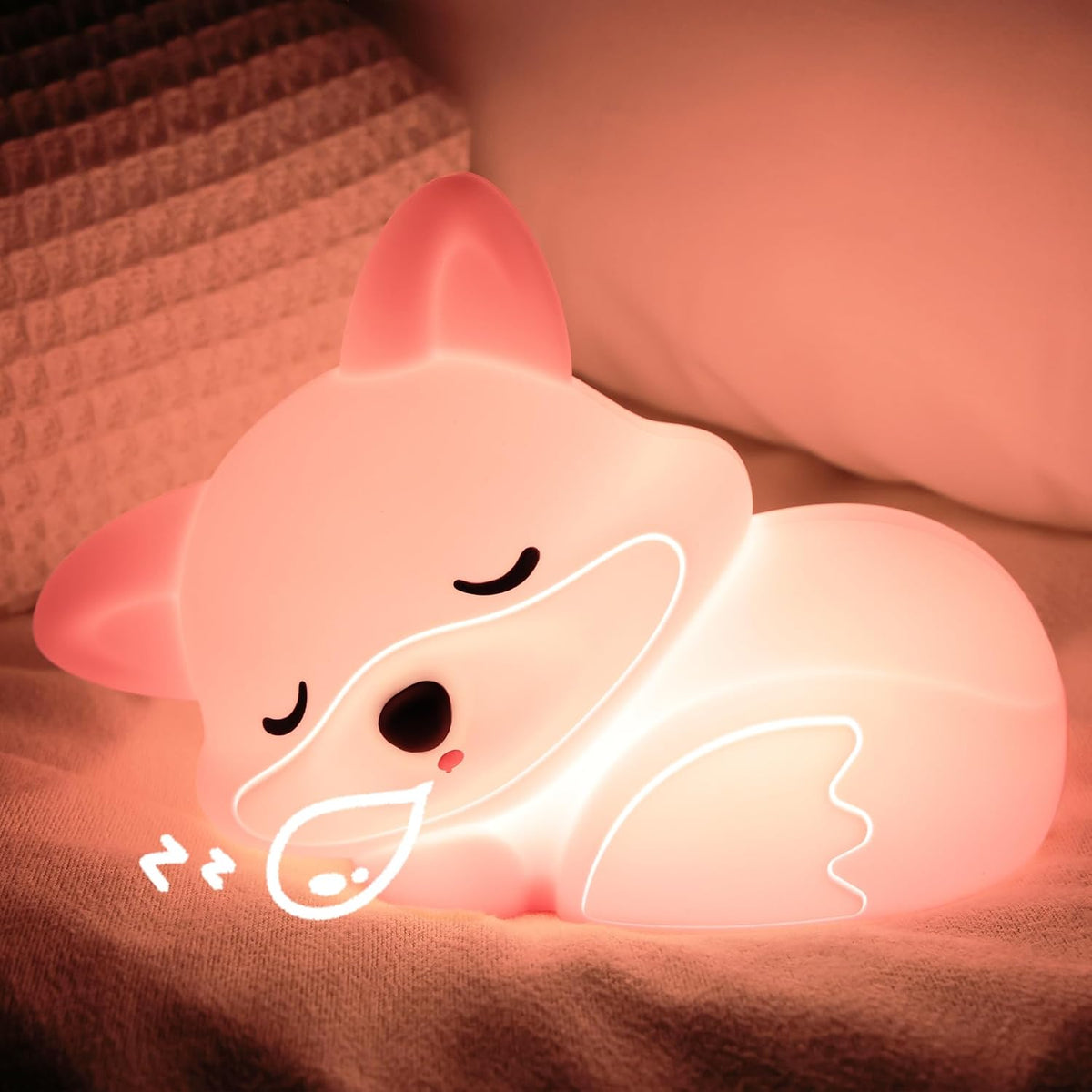 Luz nocturna de zorro silicona blanda para bebés y niños