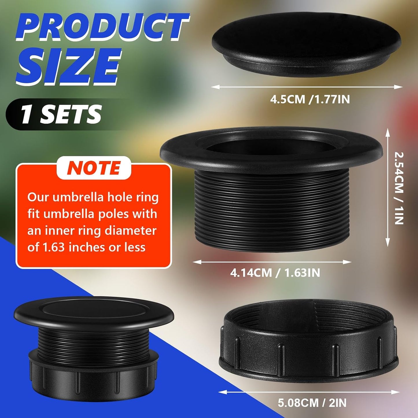 Set enchufe y tapa sombrilla exterior mesa patio negro