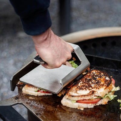 Prensa plancha acero inox 1.18kg para hamburguesas y sándwiches