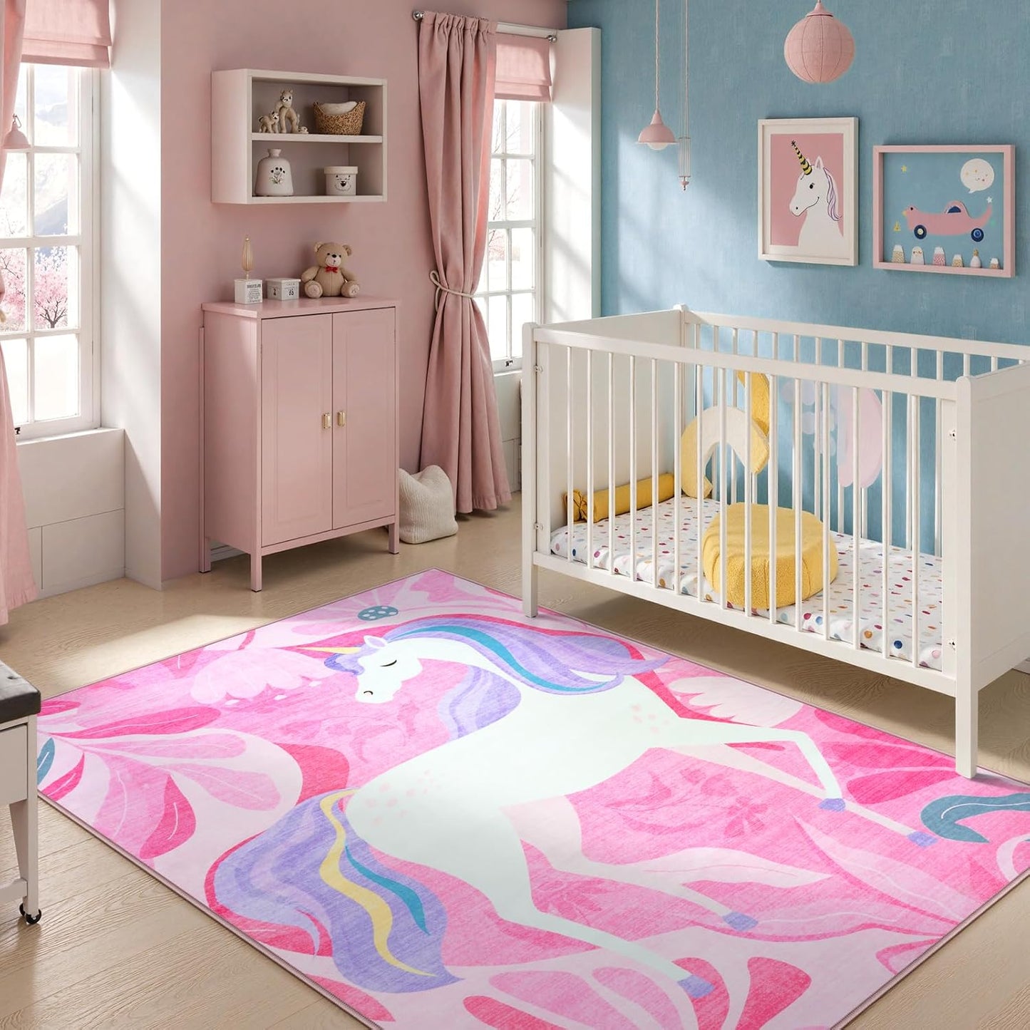 Alfombra unicornio 5x7ft dormitorio suave antiderrap