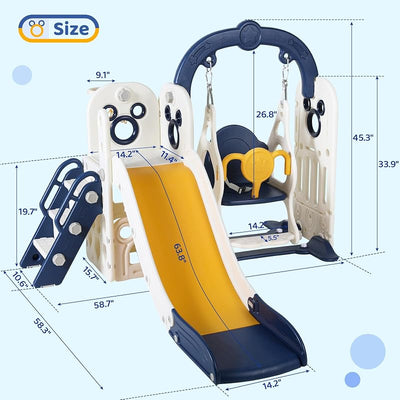 Set tobogán y columpio 7en1 para niños con pelota y aro