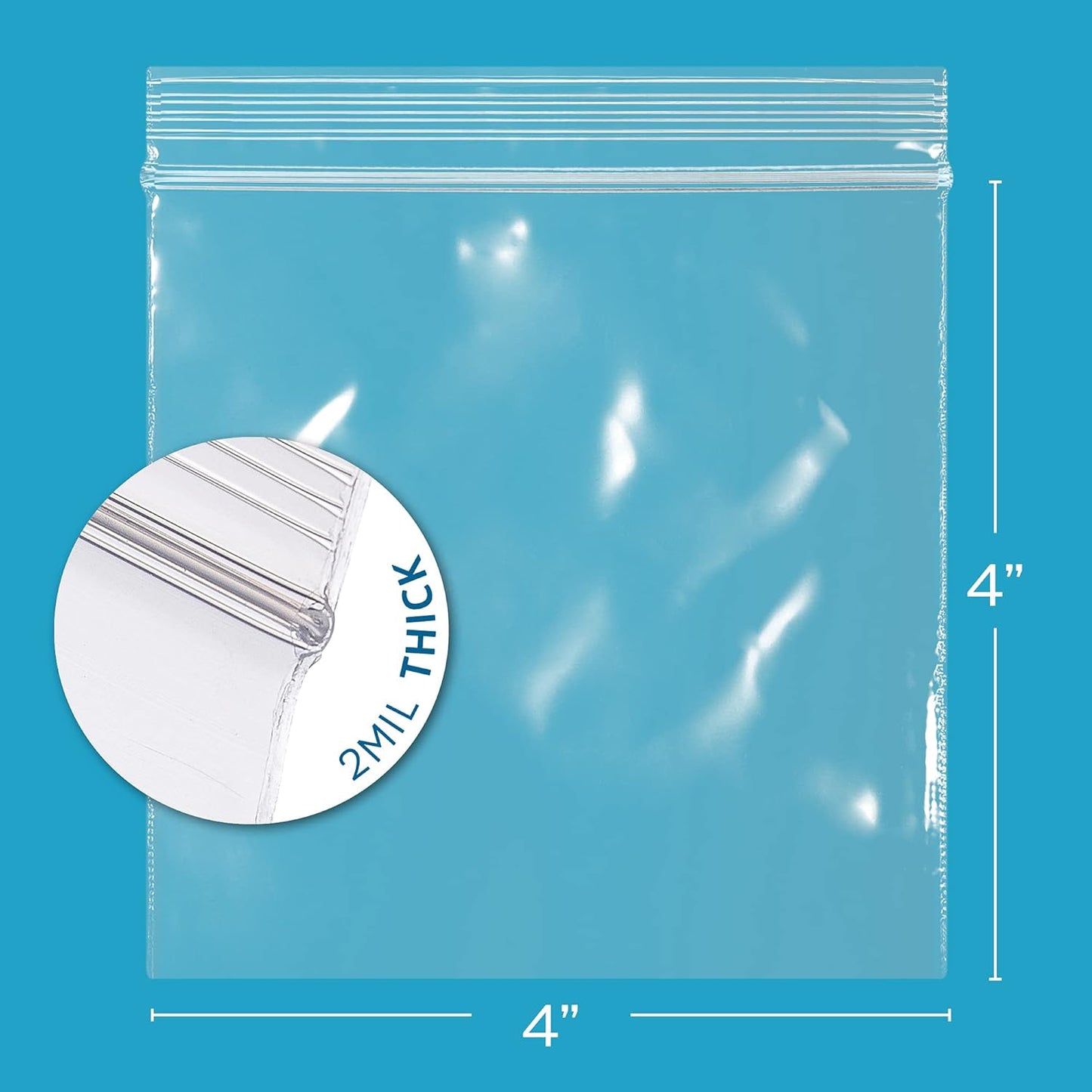 Bolsas plástico transparente con cremallera 1000uds 4x4pulg