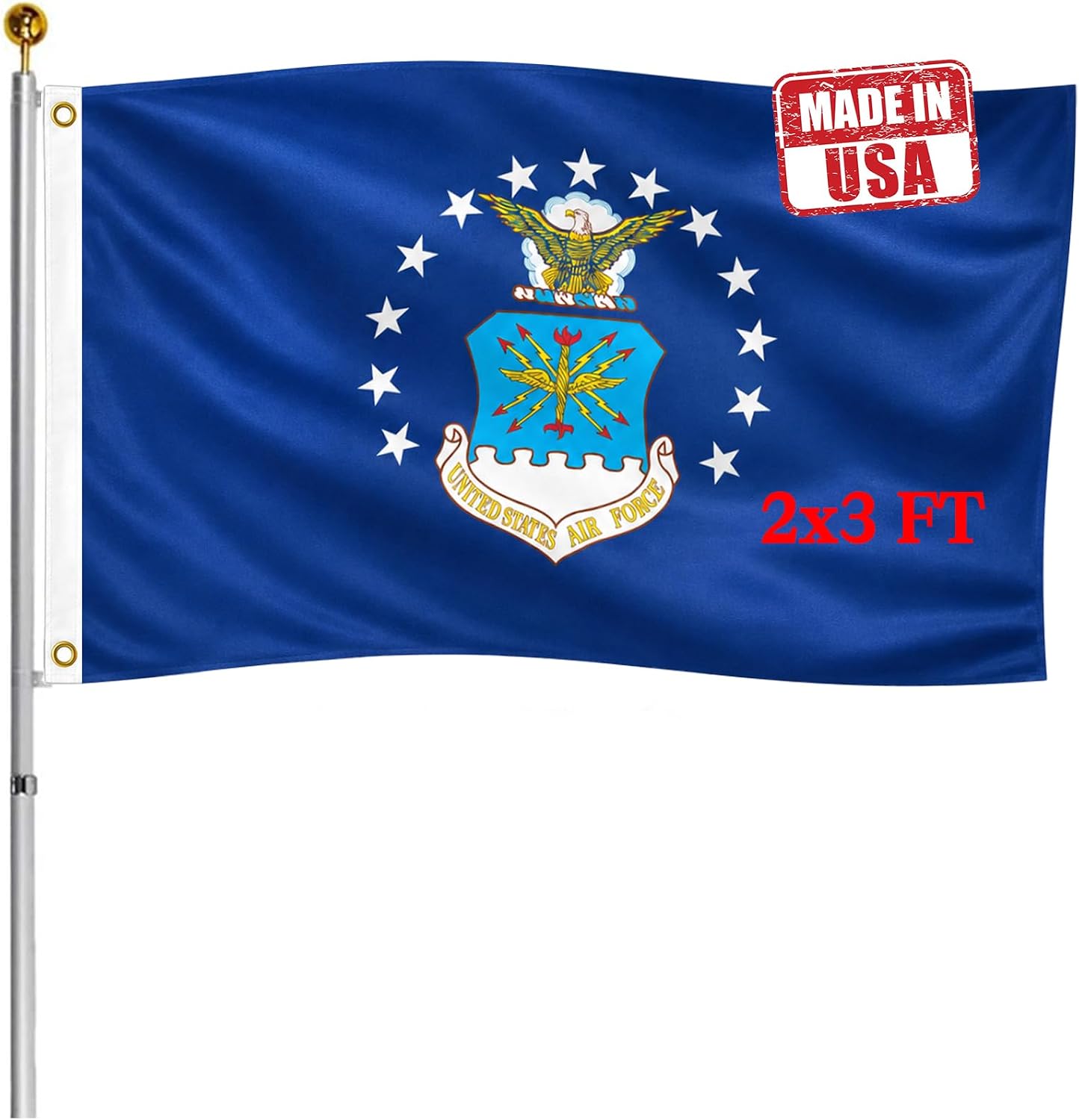 Bandera Fuerza Aérea EE.UU. 2x3ft doble cara resistente UV