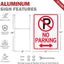 Letrero no estacionamiento aluminio 14x10pulg pack 2