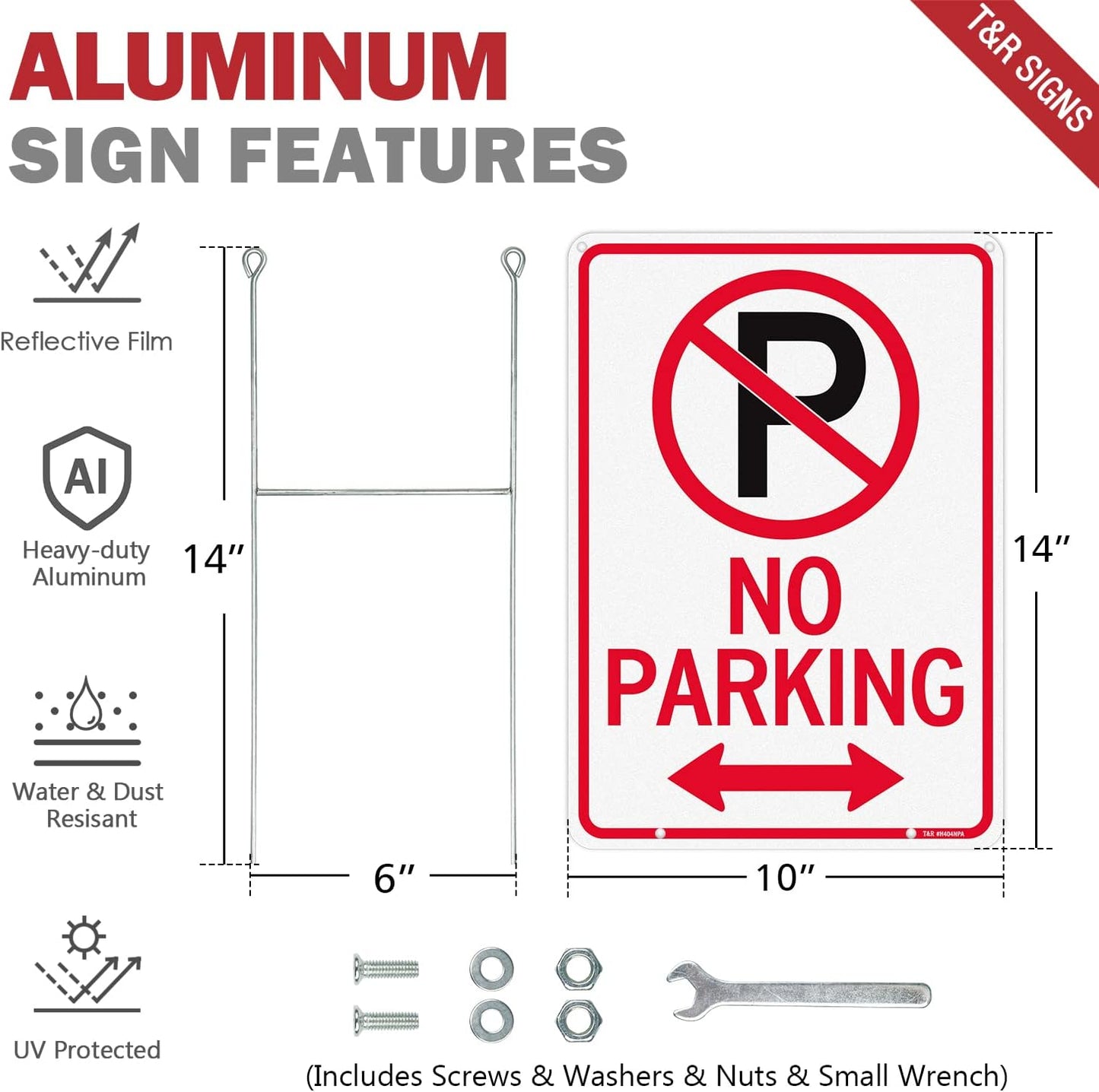 Letrero no estacionamiento aluminio 14x10" impermeable