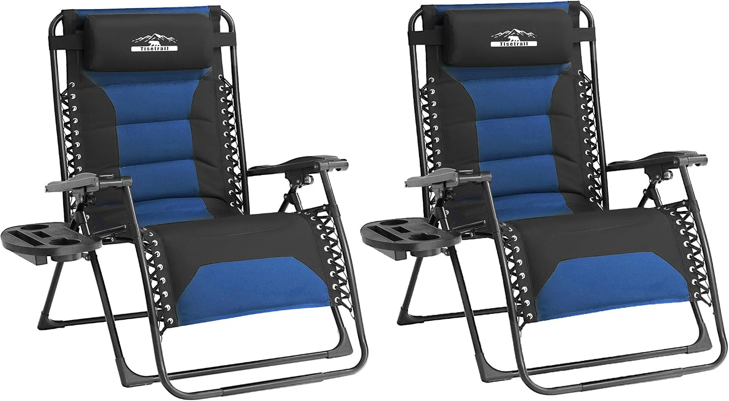 Sillas salón Zero Gravity 2 Pzas reclinables negro/azul