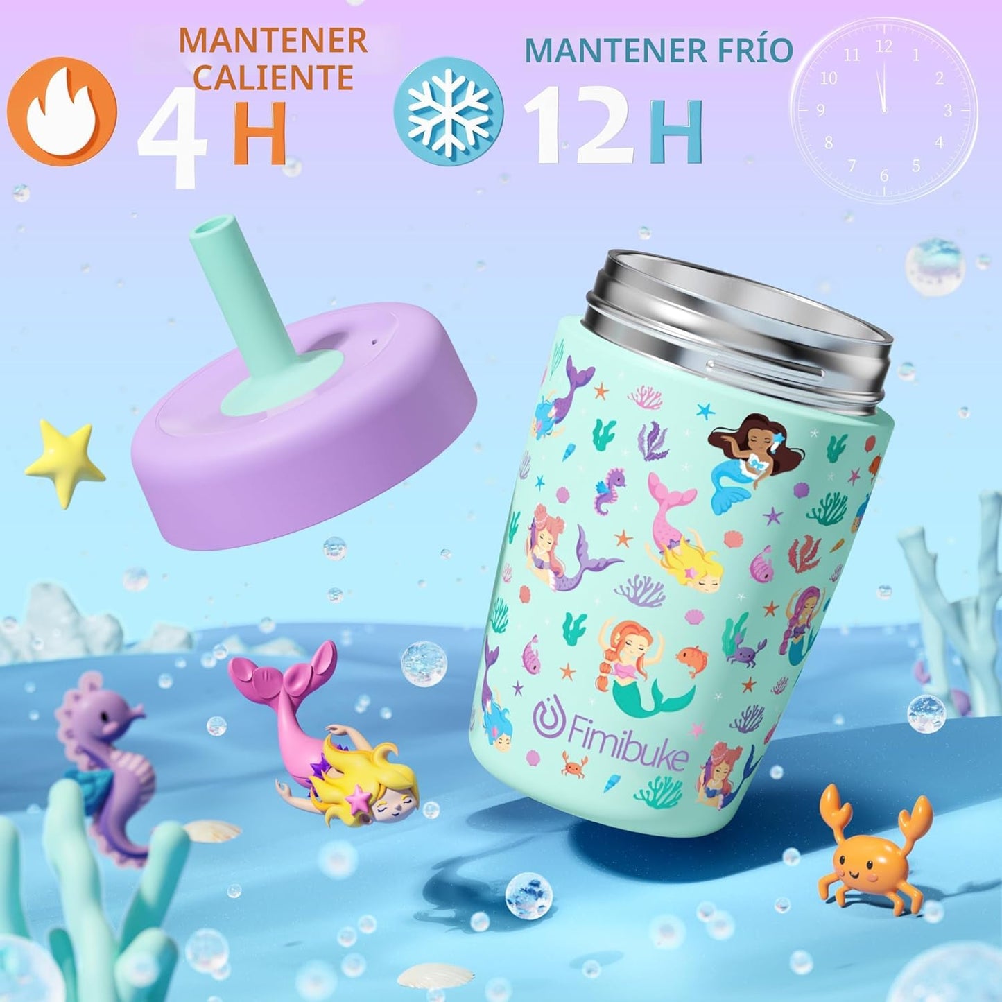 Vaso entrenador para niños 12oz acero inox sin BPA