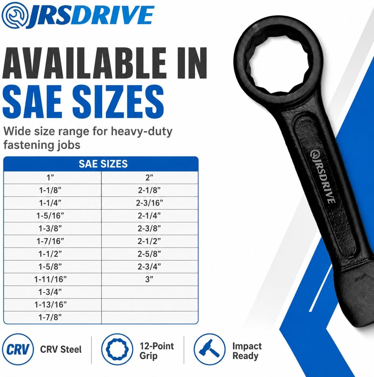 Llave de golpeo 1-1/4 pulg 12 puntos mango recto