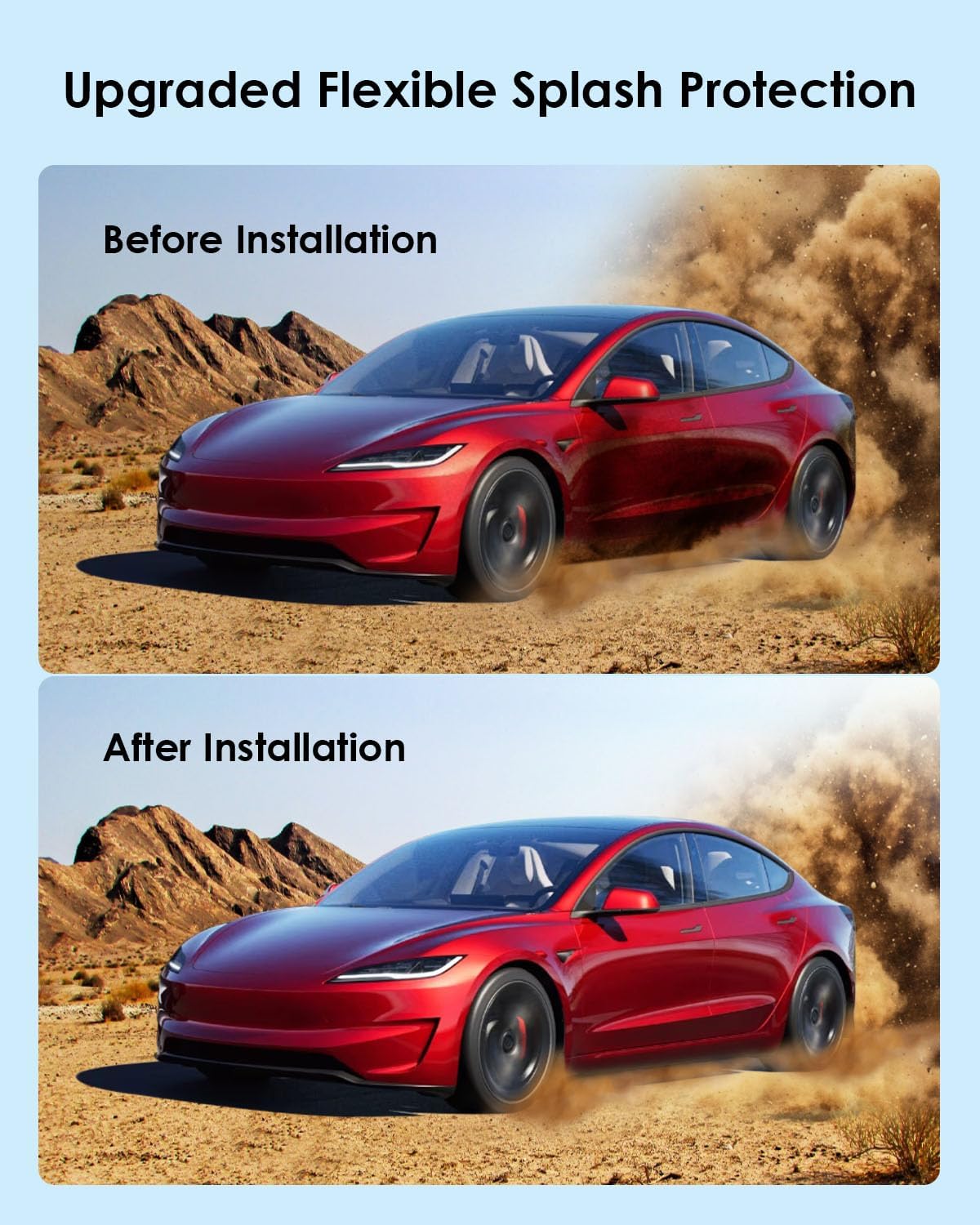 Solapas barro Tesla Model 3 2024 flexibles 4 pzas negro