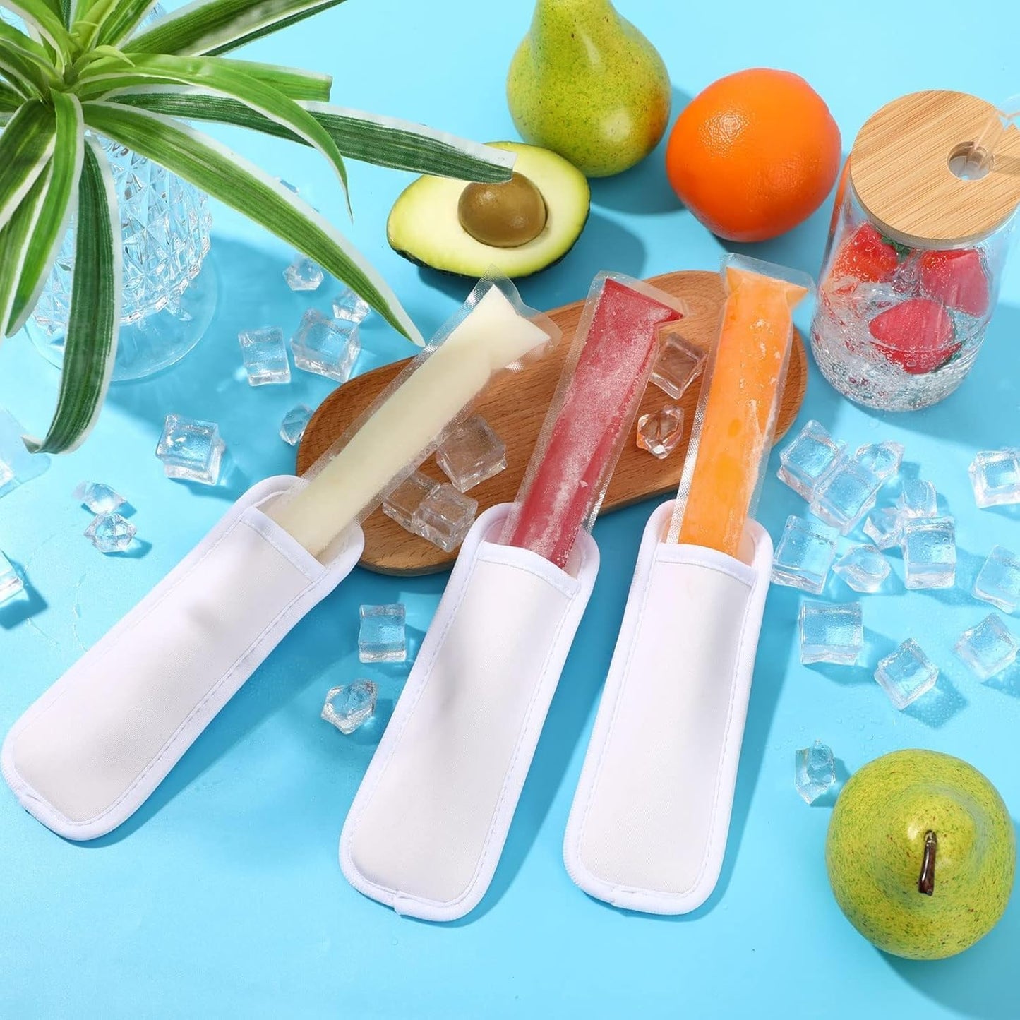 8 Pzas Fundas Blancas Soporte Paletas Hielo Niños