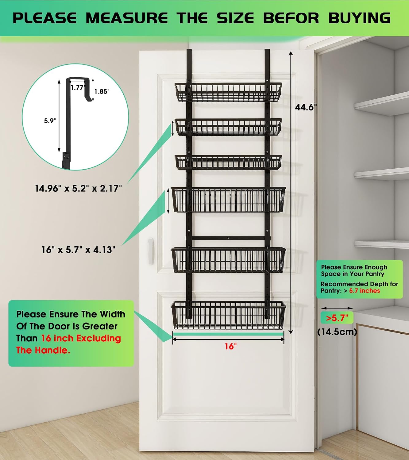 Organiz. despensa colgante 6 niveles metal resistente