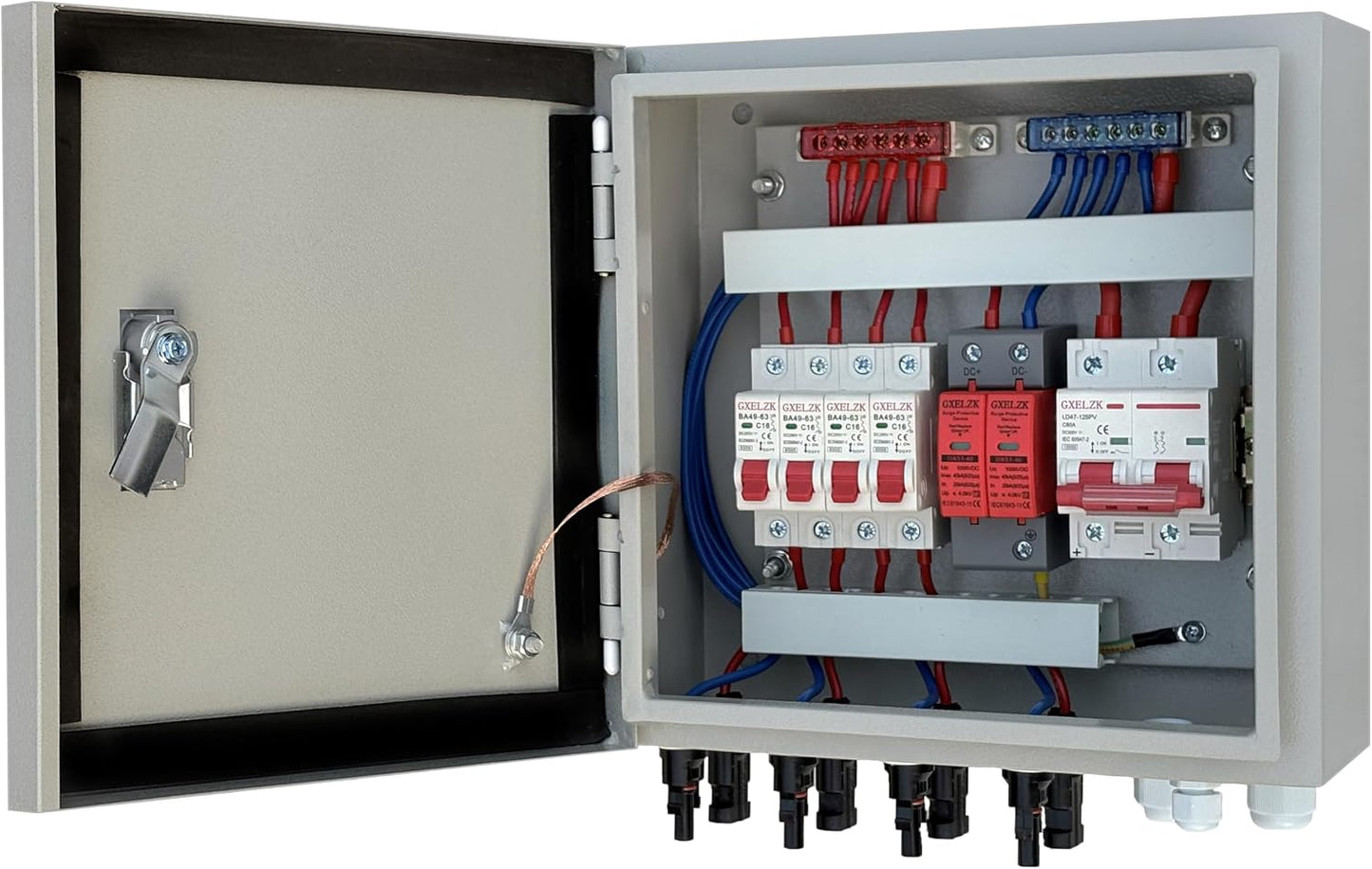 Caja combinadora solar tapa dura 4 cuerdas 80a alta potencia