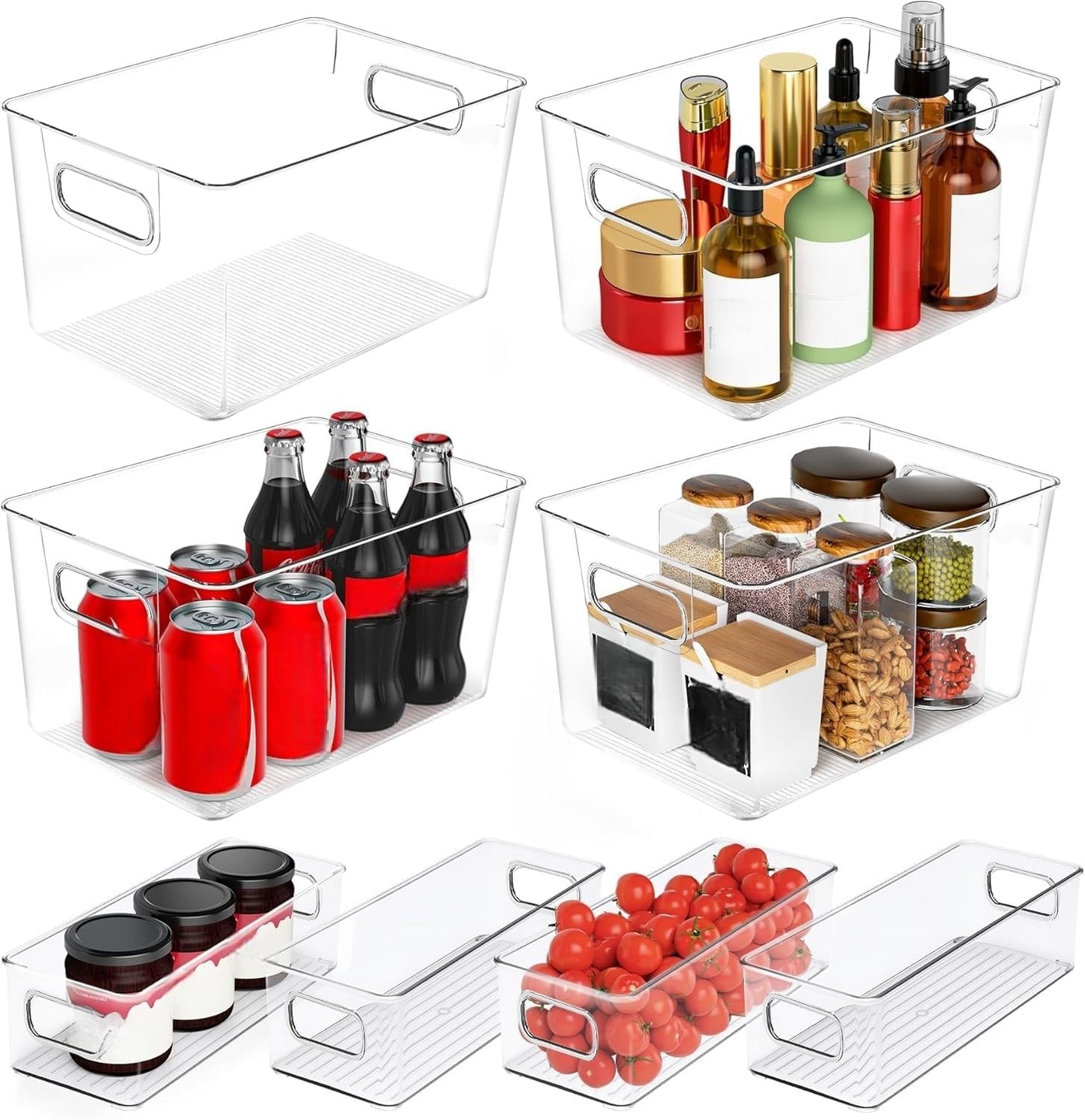 8 Pzas Cubos Plástico Transparente Organizadores Cocina Baño