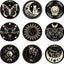 9 Posavasos Madera Patrón Lunas 3.9pulg Regalo Hogar