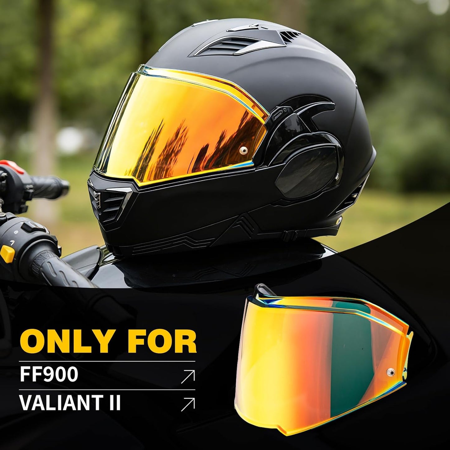 Visera escudo casco motocicleta Valiant II FF900 rojo
